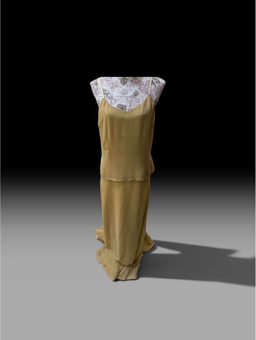 Vintage Chadwick Yellow/beige Maxi Dress Sz 16 Formal Quiet Luxury Classic Gown